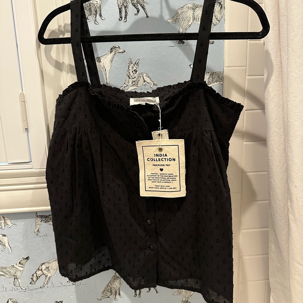 Emerson Fry Black Sleeveless Crop Camisole